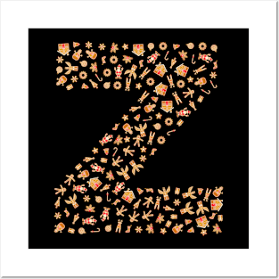 Letter Z Initial Christmas Decorations Gingerbread Posters and Art